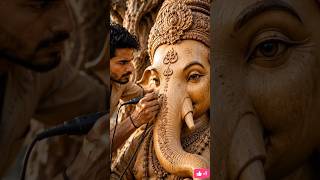 Magic in Wood! 🪵 Ganesha Carving from a Tree Trunk 🤩 | Art Level: 100% #shorts