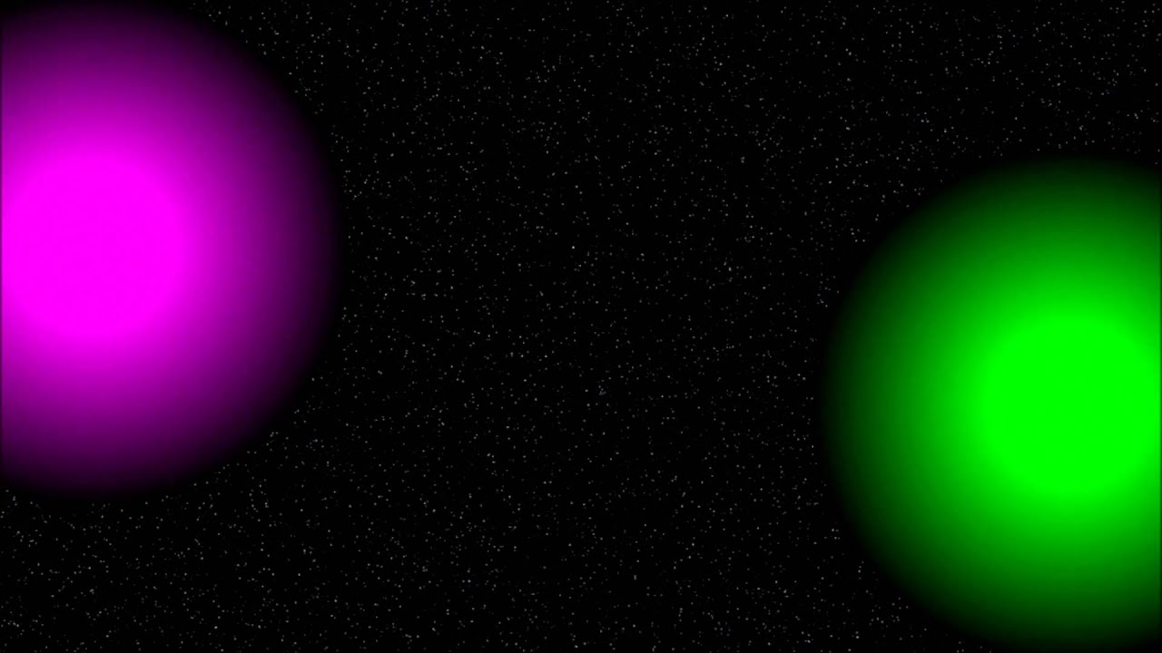 alien green and purple planets orbit in outer space cartoon