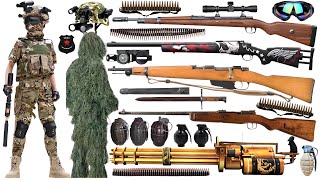 Special police weapon toy set unboxing, M24 sniper rifle, TEC9 submachine gun, tactical helmet, bomb