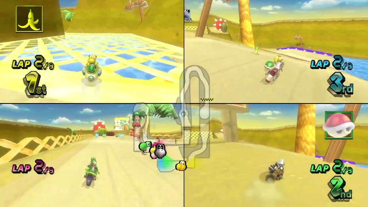 Mario Kart Wii Custom Tracks (Wiimms) ✦ 4 Players #749 (3 Tracks) Mirror