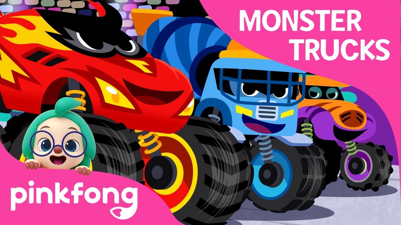 Monster Truck Race | Monster Trucks | Car Songs | Pinkfong Songs for Children