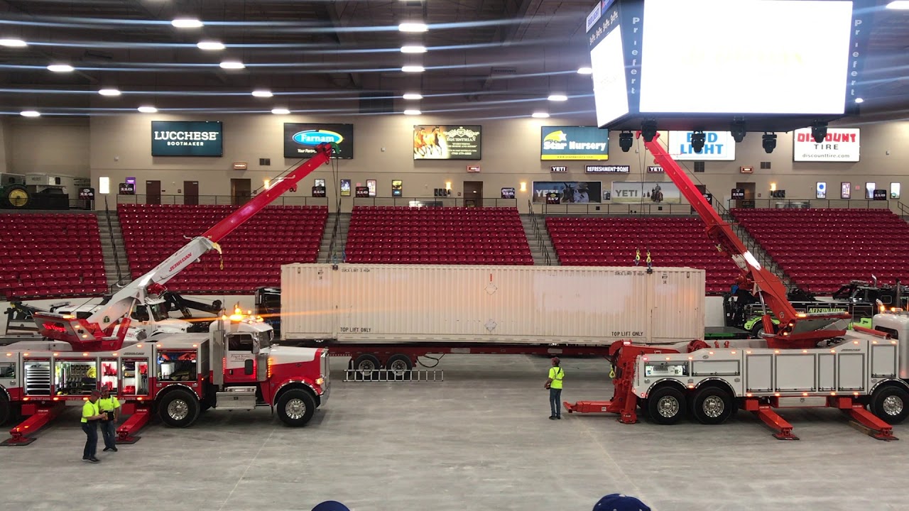 JerrDan Rotator Demo Las Vegas Tow Show Lifting 53' Container YouTube