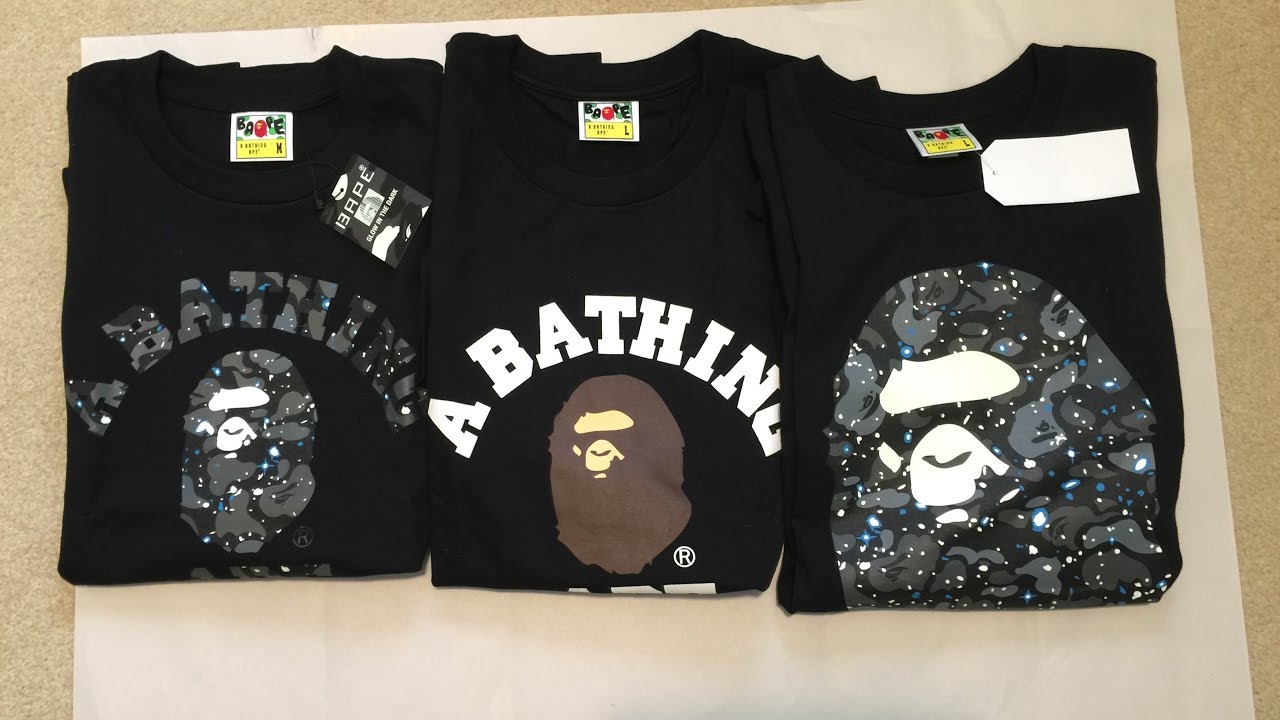 Bape Clothing Pickup/Unboxing 2 Space Camo College Tee + College Tee -  YouTube