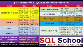 SQL, Power BI, Azure, Snowflake Training Classes from SQL School | April 5th Week