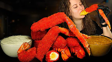 (ASMR MUKBANG) HOT CHEETOS KING CRAB SEAFOOD BOIL | CREAMY GARLIC SAUCE | ALFREDO SAUCE |ASMR EATING