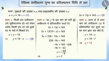 दो चर वाले रैखिक समीकरण का हल:प्रतिस्थापन विधि|Part1/3|Linear Eqn:Substitution method|Hindi|Class 10