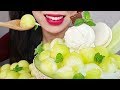 MELON BINGSU ASMR 멜론빙수 KOREAN SHAVED ICE DESSERT NO TALKING EATING SOUNDS MUKBANG