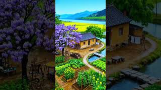 🌿 Peaceful Village Morning 🌸 Nature Relaxing View #shorts
