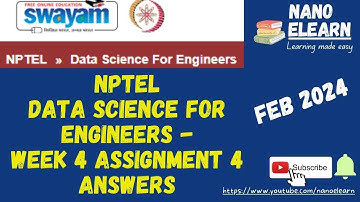 NPTEL Data Science For Engineers| Week 4:Assignment 4: Answers | Feb 2024 #nptel #datascience #2024