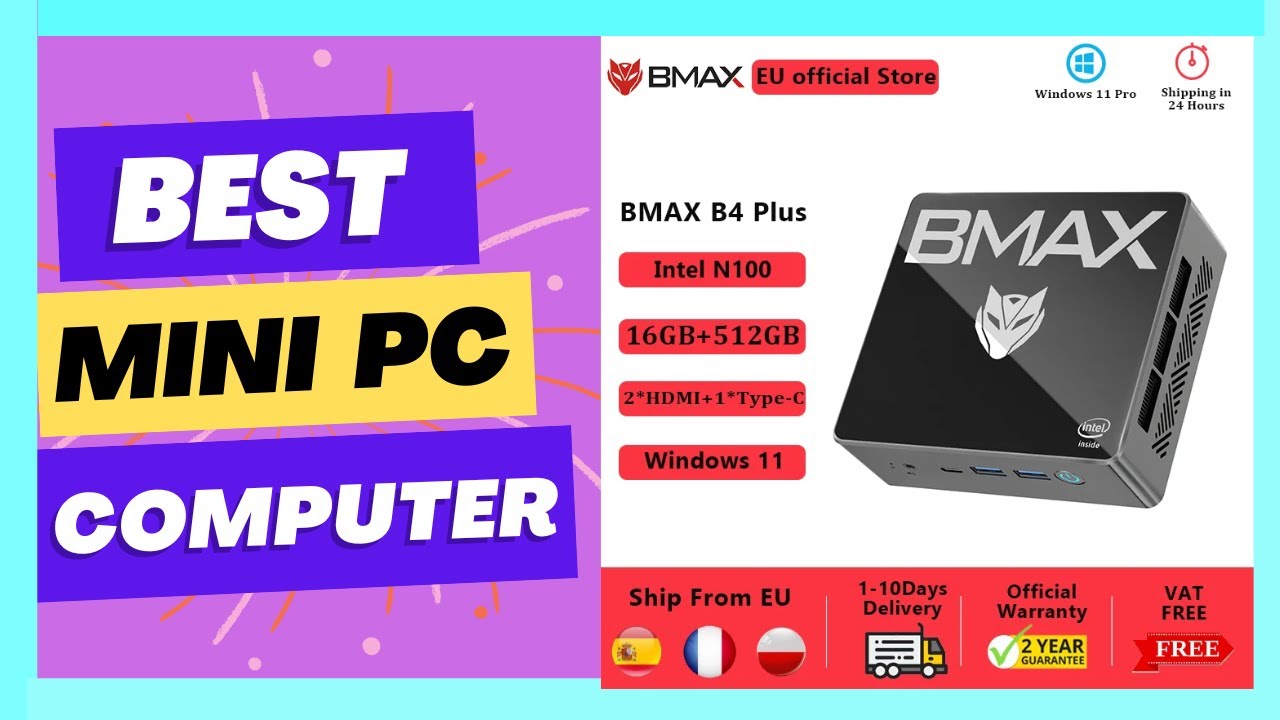 BMAX B4 Plus Mini PC Windows 11 PC Intel N100 16GB DDR4 512GB SSD