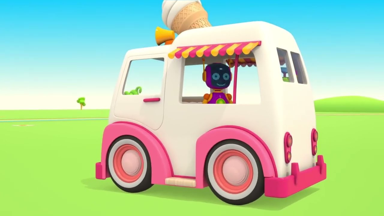 Kuormuri Leo ja lasten autot – jäätelöauto ja parkkipaikka