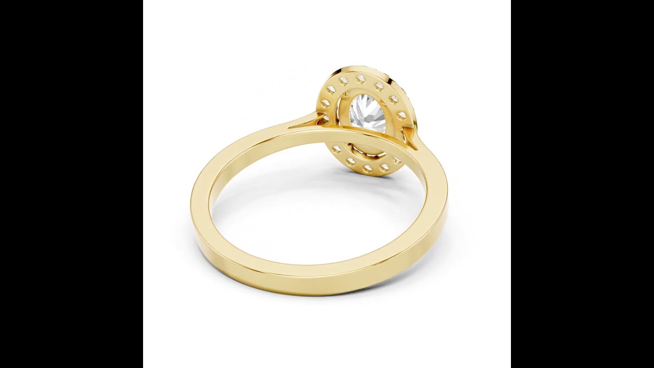 Oval Cut Round Diamond Halo Ring