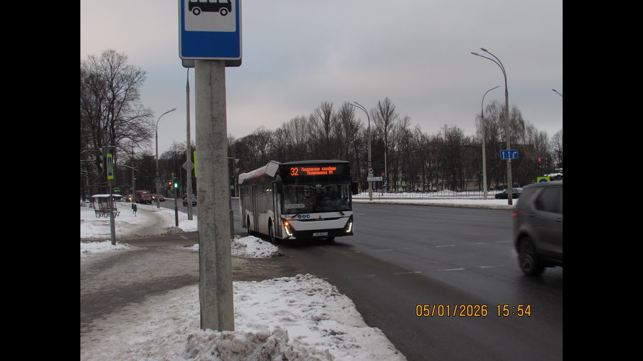 Могилёв, поездка в автобусе МАЗ-303.047, рег.№ АМ 3523-6, марш.32 (05.01.2026)