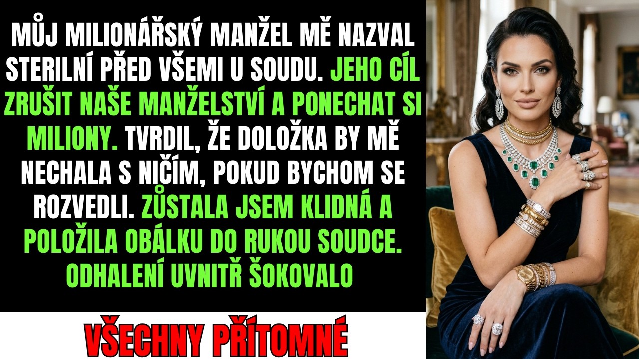 V soudní síni mě manžel označil za duševně nemocnou ženu, která před svatbou lhala o své neplodnosti, a žádal, abych odešla s prázdnýma rukama, zatímco si on ponechá miliony. Seděla jsem tam...