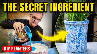 Adding Latex Paint to create vibrantly coloured Cement Fabric Planters !