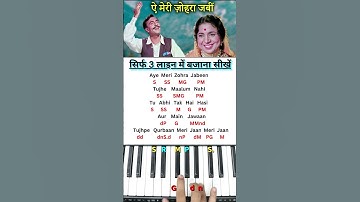 Thumbnail of How to play Aye Meri Zohra Jabeen on Piano with notes #harmoniumguru