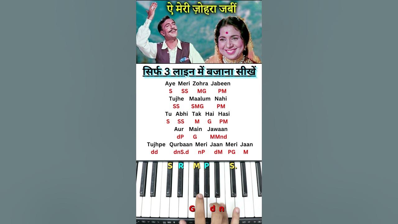 How to play Aye Meri Zohra Jabeen on Piano with notes #harmoniumguru