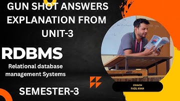 RELATIONAL DATABASE MANAGEMENT SYSTEMS (RDBMS)|UNIT-3|| SEMESTER-3 ||IMPORTANT ANSWERS EXPLANATION