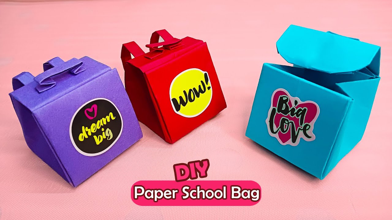 How To Make DIY Paper School Bag | Backpack Origami | Craft Ideas With ...
