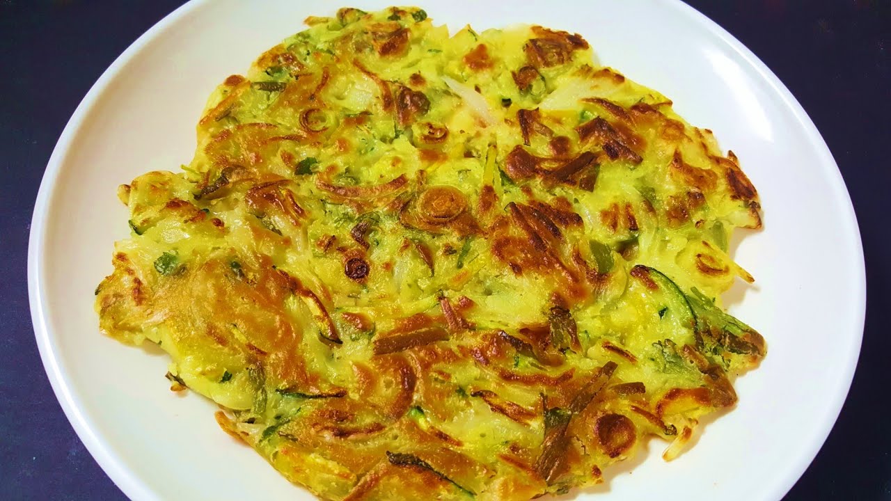 Korean Famous Veg Pancake Recipe Vegetable Pancake Recipe 야채전 YouTube