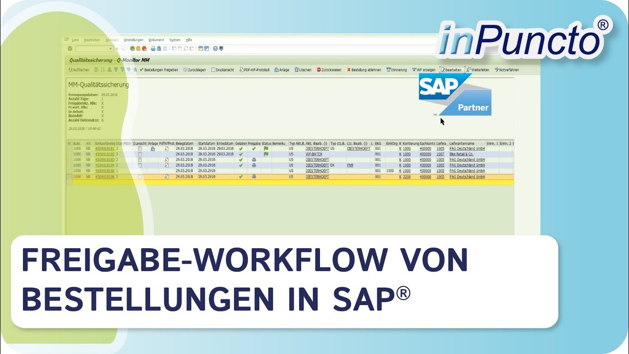Demo Freigabe Workflow Von Bestellungen In Sap Mm Youtube