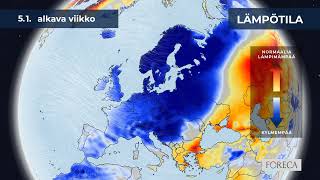 Kuukausiennuste Lämpötiloista 5.1.2026
