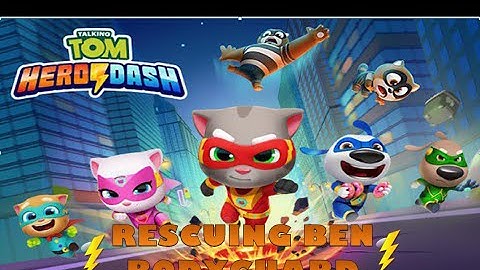 TALKING TOM HERO DASH GAMEPLAY #PART 5 "DEFEATING RACCOON BOSS AND RESCUING BEN BODYGUARD"🐱‍🏍⚡⚡