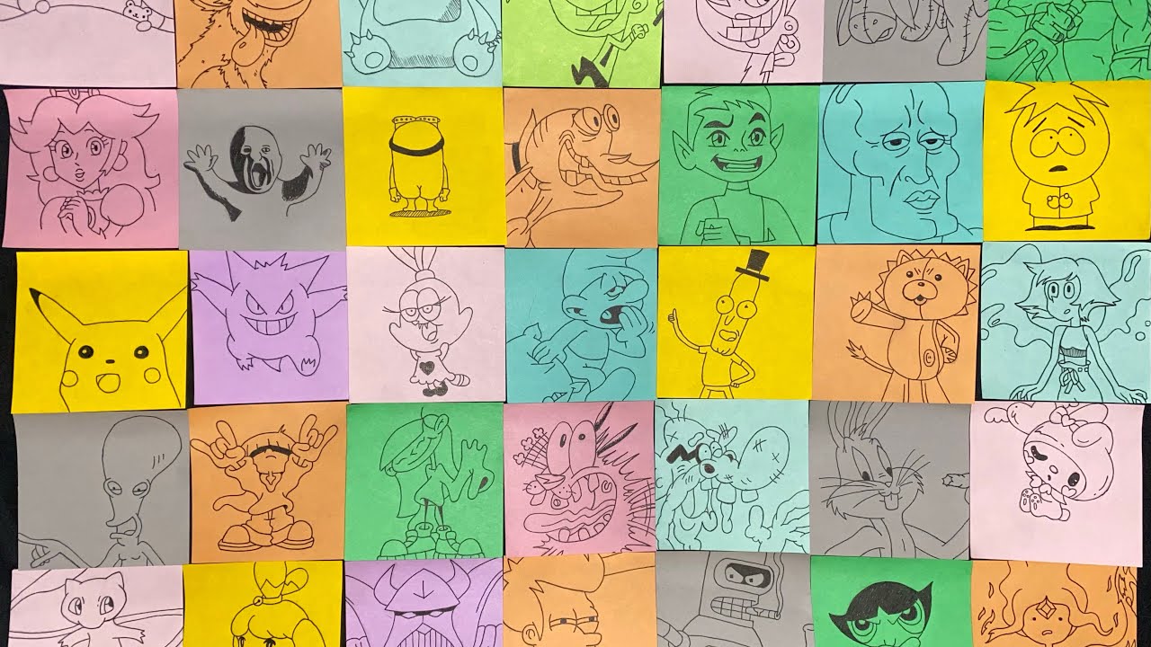 Drawing Even More Characters On Sticky Notes Pt.3 - YouTube