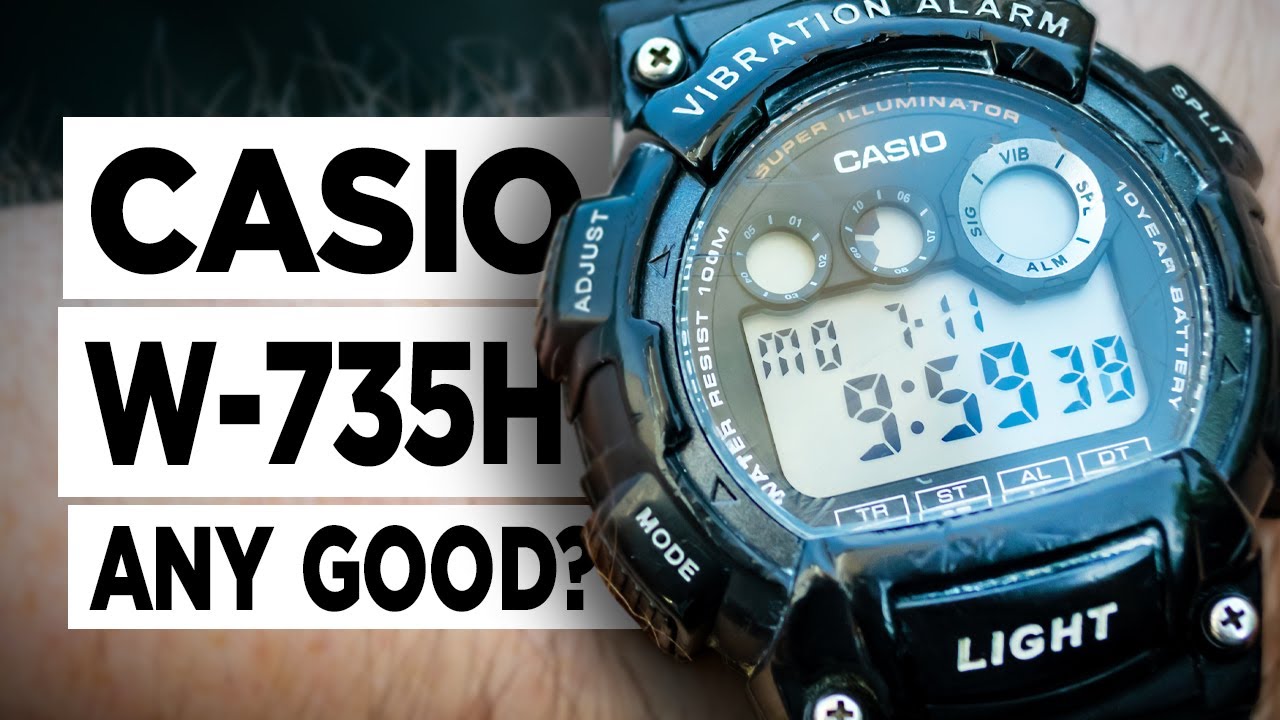 #CASIO W-735H Digital Watch Review - Is the Vibrating Alarm equipped ...