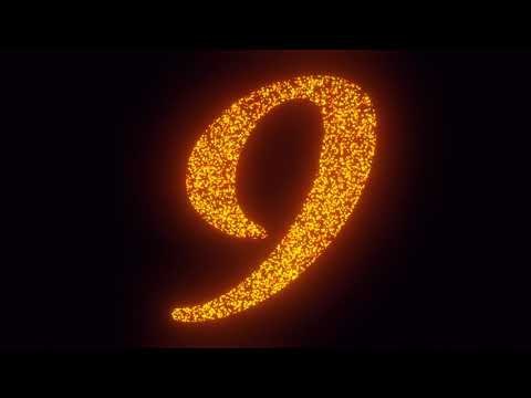 Countdown From 9 to 1 Fireworks Digits, Sparks, Particles 2D Animation. 3 Fonts, 4K Download