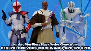 Star Wars Black Series Clone Wars Walmart Wave Mace Windu, General Grievous, Arc Trooper Review