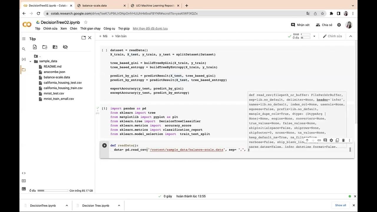 Code Decision Tree for Balance Scale Dataset YouTube