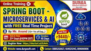 SPRING BOOT - MICROSERVICES & AI with FREE Real Time Project Online Training @ DURGASOFT