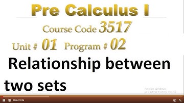 Pre Calculus-I | Course Code 3517 | Unit 01 Program 02 | Tyes of Set | Relationship between two sets