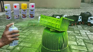 Mewarnai Mobil Dump Truk Disemprot Cat Pilox Warna Hijau