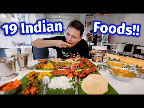 $100 South Indian Food - GIANT 19 ITEMS THALI | Chettinad (Tamil Nadu) Crab Curry!