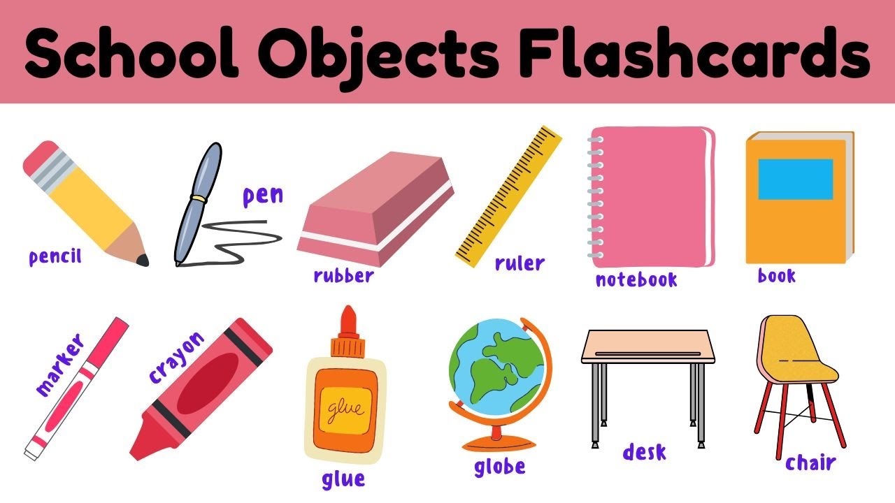 School Objects Flashcards | Classroom objects | Classroom Vocabulary in ...