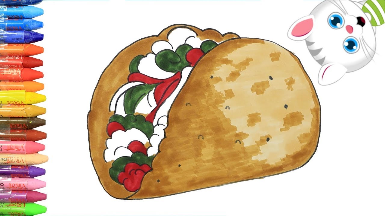 Как нарисовать Мексиканская еда тако с MiMi | Раскраски детей HD ...