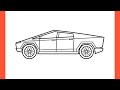 How to draw a tesla cybertruck easy  drawing tesla suv 2020 step by step