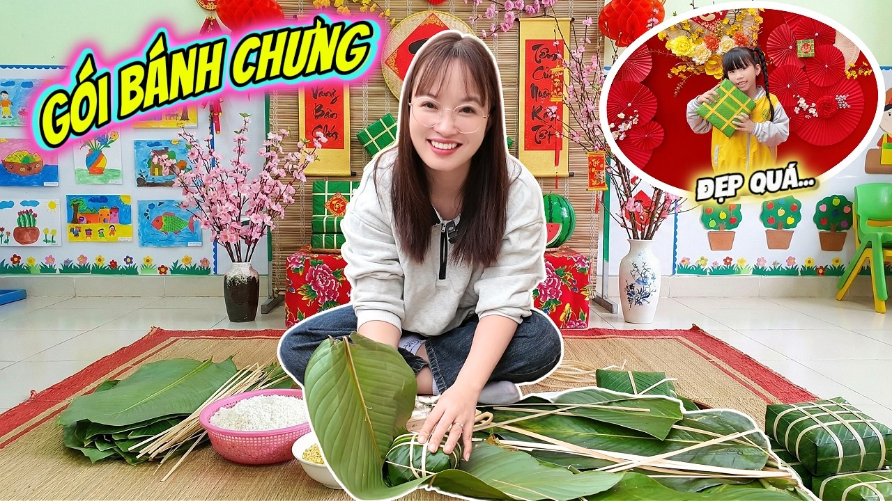 Mẹ Huế Lần Đầu Gói Bánh Chưng Ở Trường Học MiMi Khiến Các Cô Giáo Ngỡ Ngàng
