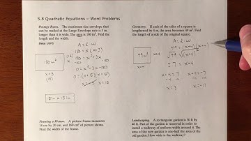 Quadratic Factoring Word Problem #2 (Geometry)