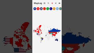 Largest Countries Top 10 - Travel Route Animation #MapLog #Shorts