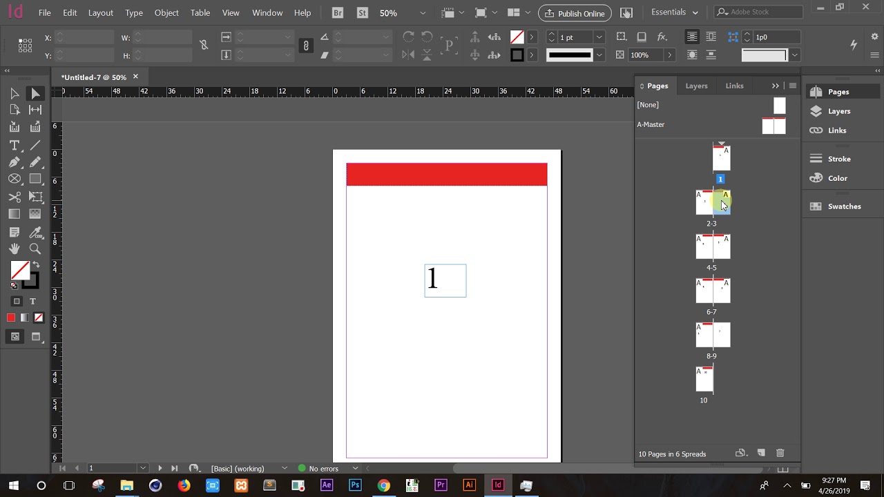 Manage all pages with master page in Adobe Indesign CC 2018 tutorial ...