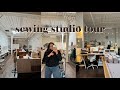 My Sewing Studio Tour 1000 SQ FT Sewing Room Fabric Organization Industrial Sewing Machines