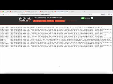 Lab: CORS vulnerability with trusted null origin | Burp Suite