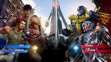 Ryu and Spencer vs Thanos and Ultron MARVEL VS. CAPCOM: INFINITE