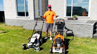 видео: Сравнение Аккумуляторной и Бензиновой газонокосилок DAEWOO картинка: Сравнение Аккумуляторной и Бензиновой газонокосилок DAEWOO