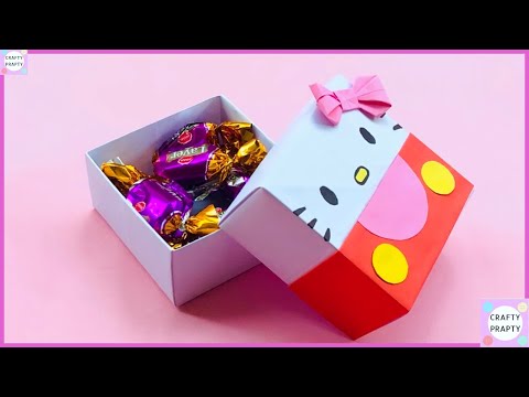 How to make Hello kitty Paper Gift Box /DIY Gift box for explosion box