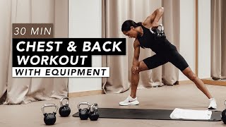 HOME WORKOUT // CHEST & BACK // PUSH & PULL WITH EQUIPMENT // REBECCA BARTHEL