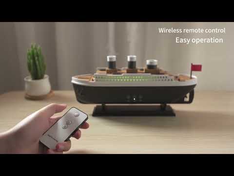 Зволожувач повітря Титанник Аромадифузор корабель 250 мл Нічник з RGB-підсвіткою й ефектом димних труб TC, видео 1